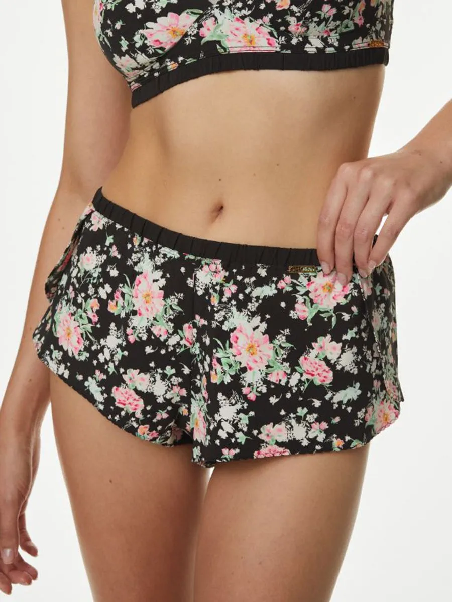 MARKS & SPENCER Women Knickers Zandra Floral High Waisted French Black