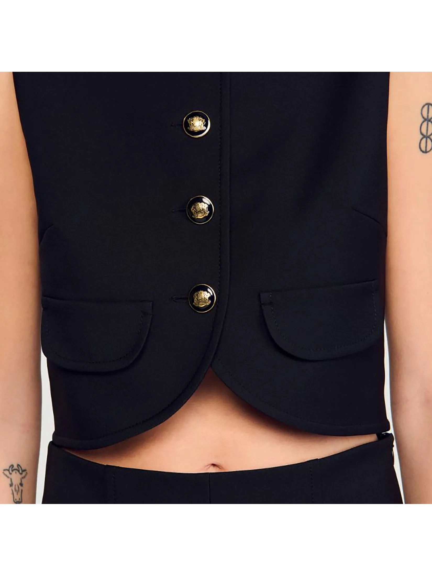 SANDRO Buttoned Crop Top