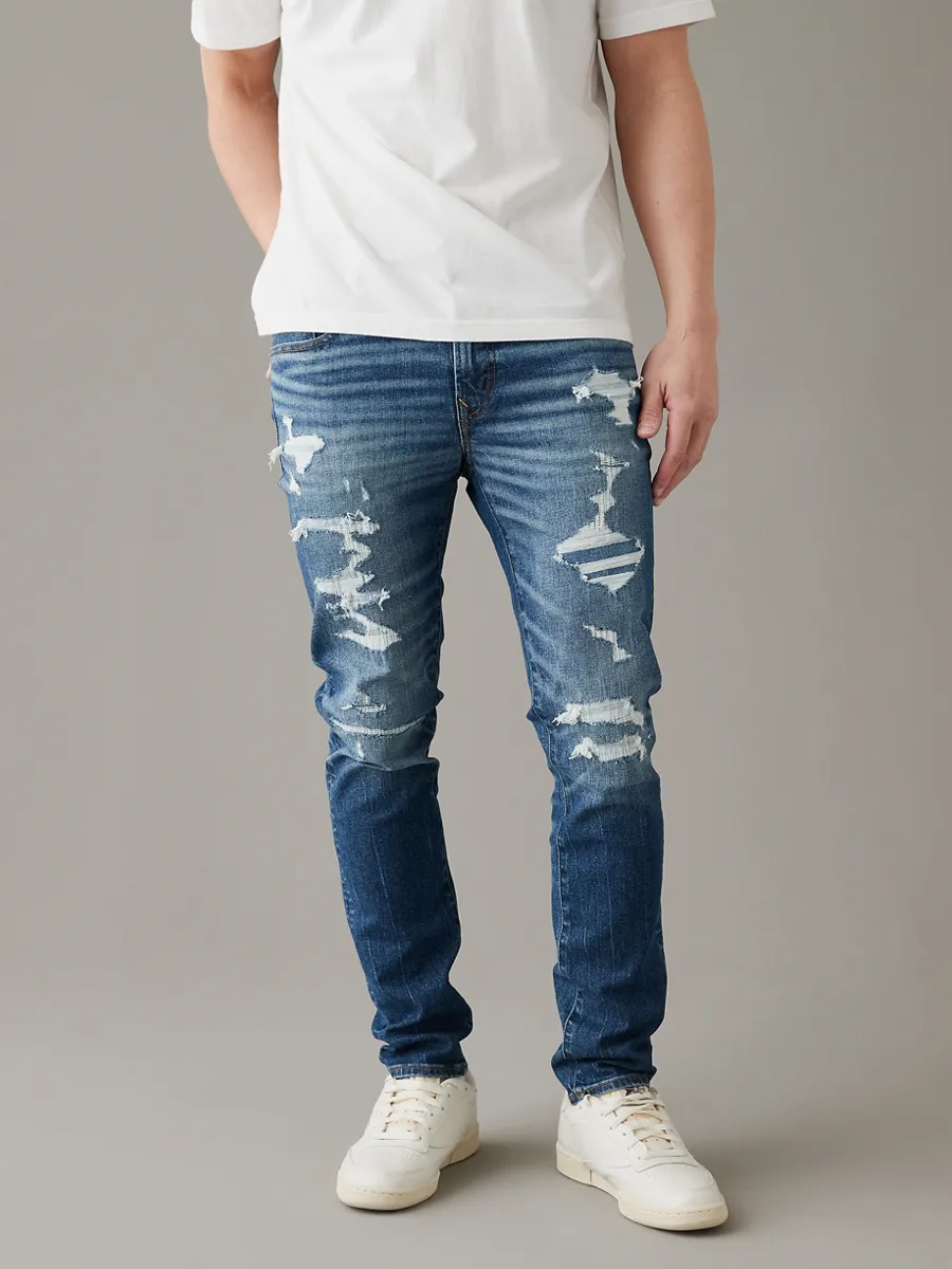 AMERICAN EAGLE MEN MEDIUM MENDED SKINNY FIT 445 INDIGO WATERS