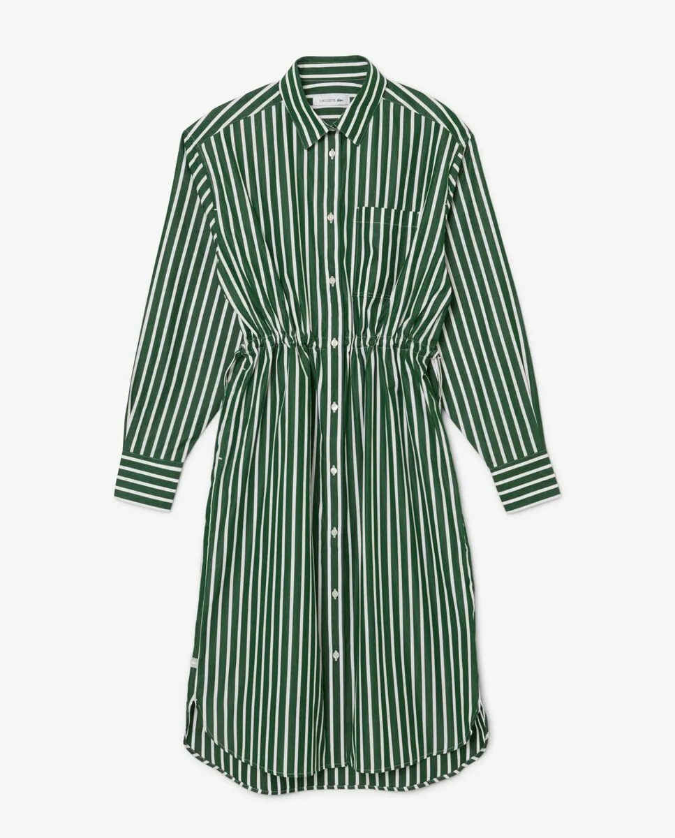 LACOSTE Relaxed Fit Poplin Shirt Dress Green Size - 34 EU