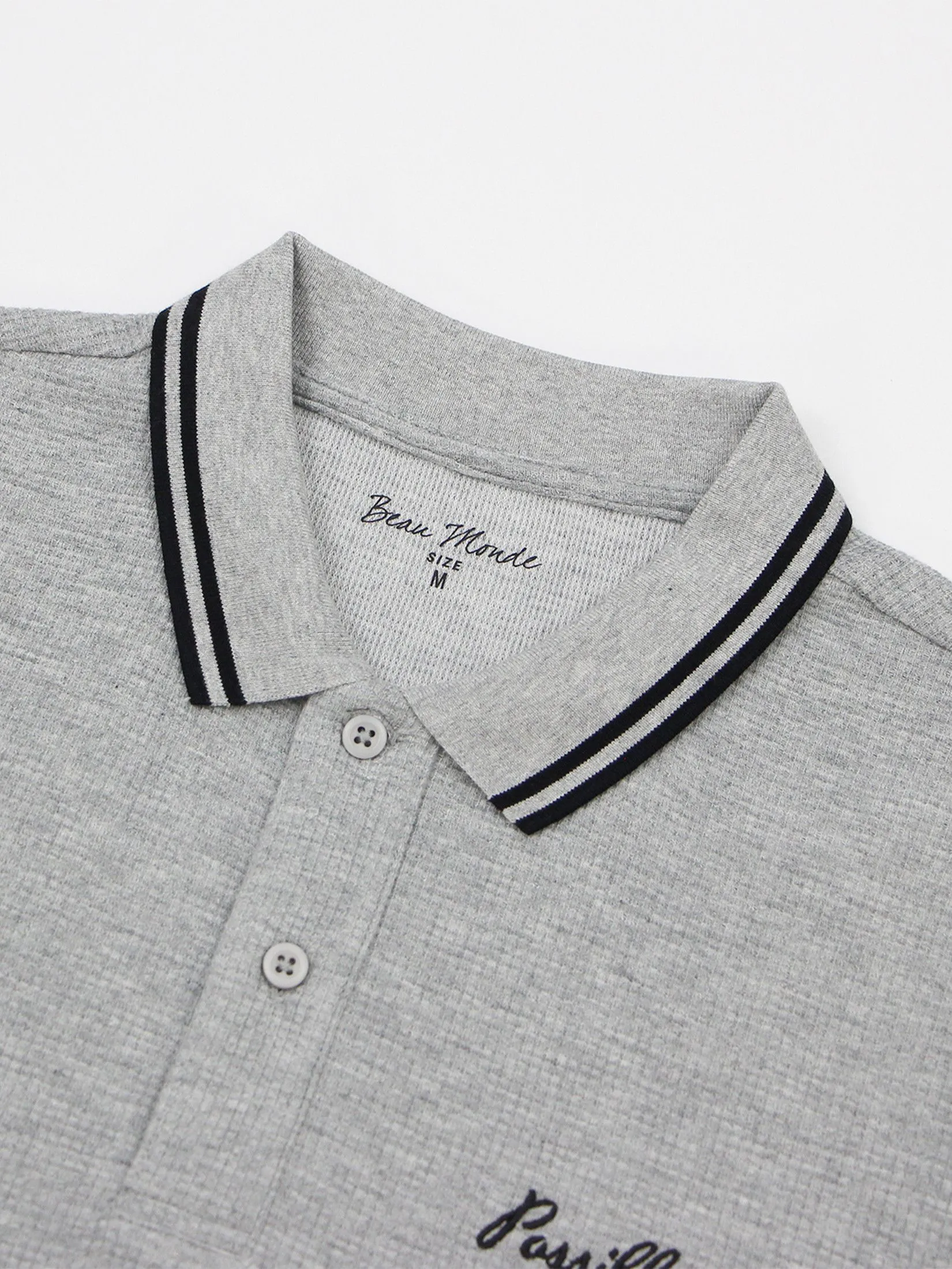 GIORDANO Men's Beau Monde Regular Jacquard Embroidery Polo (Online Exclusive) Grey