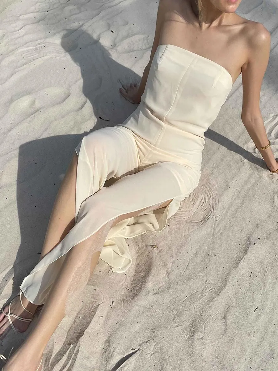 FABRIQUE.CO Blair Classic Strapless Jumpsuit Sand