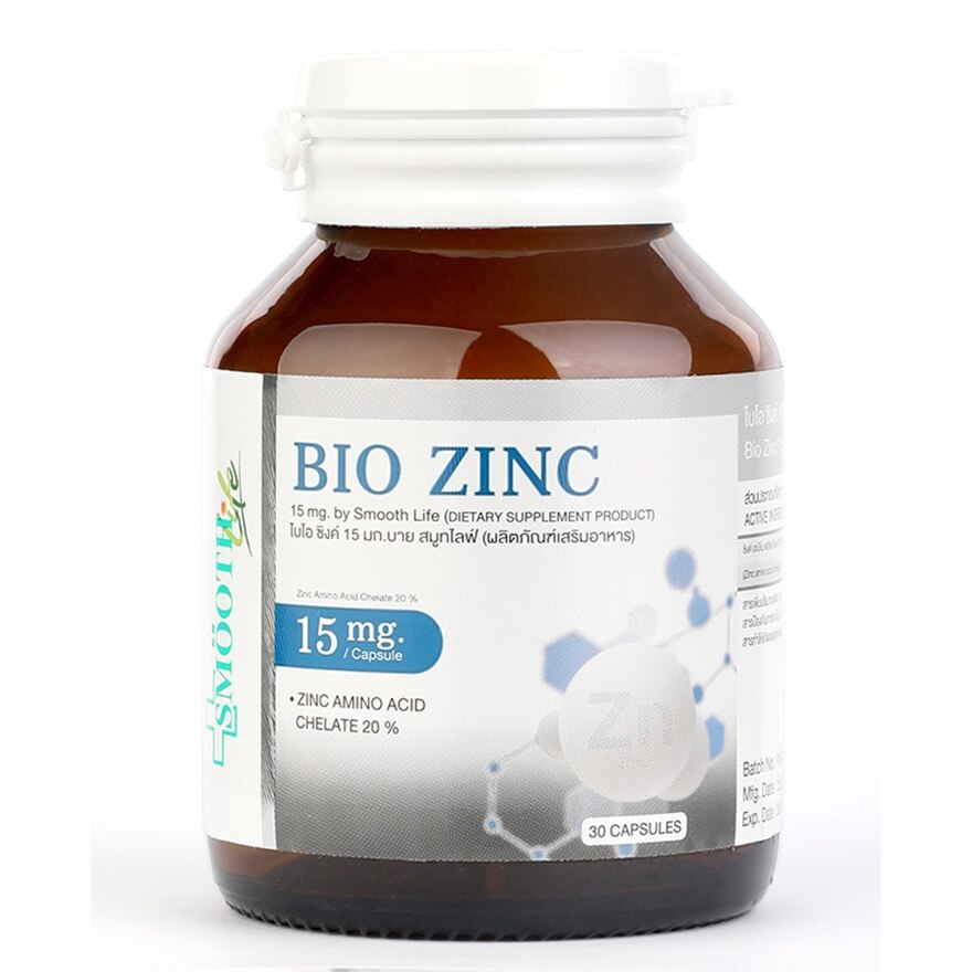 Bio Zinc 15 mg. by Smooth Life 30 Capsules