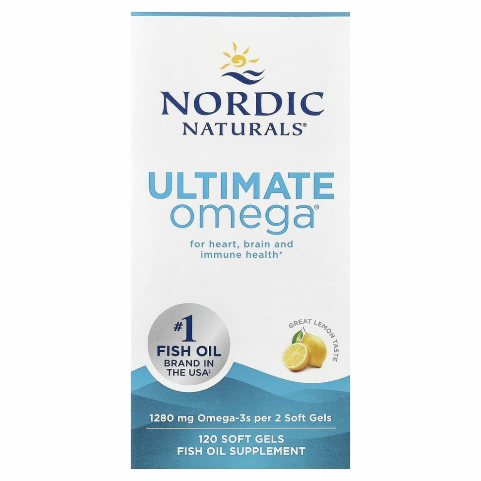 Nordic Naturals, Ultimate Omega, со вкусом лимона, 640 мг, 120 капсул