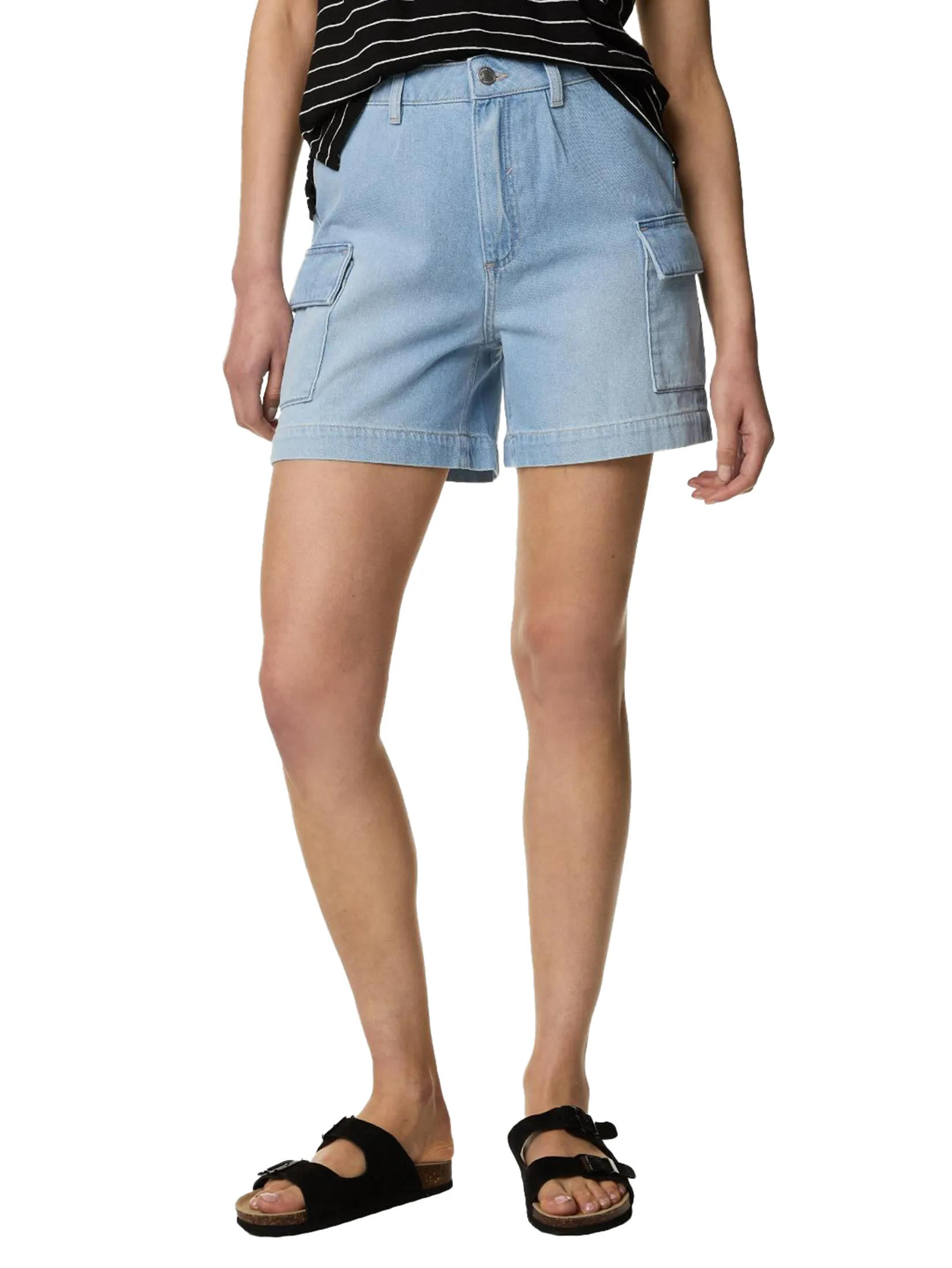 MARKS & SPENCER Women Cargo Shorts Denim Light Indigo
