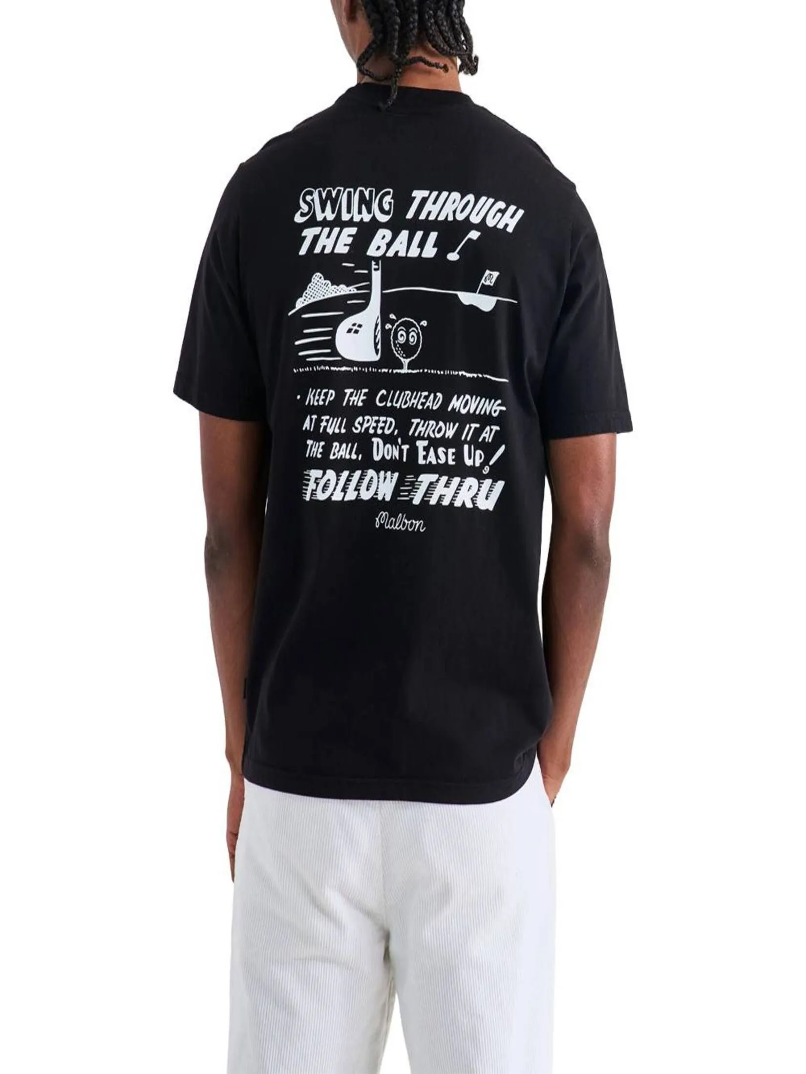 MALBON GOLF FOLLOW THRU SS POCKET T SHIRT IN BLACK