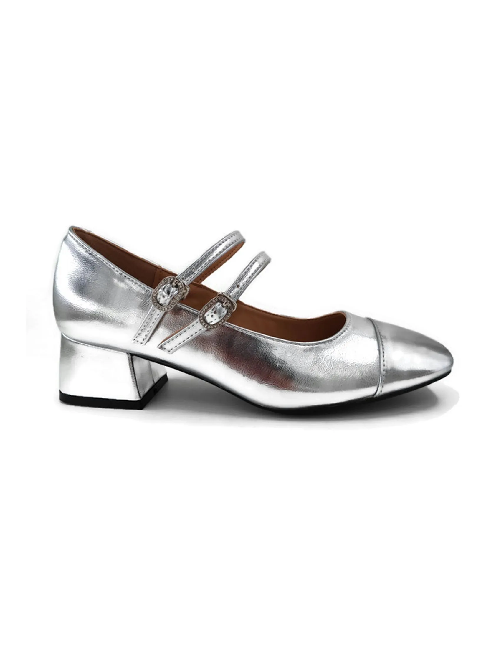 KLIN Woman Rounded Toe Mary Janes Silver Size - 35 EU