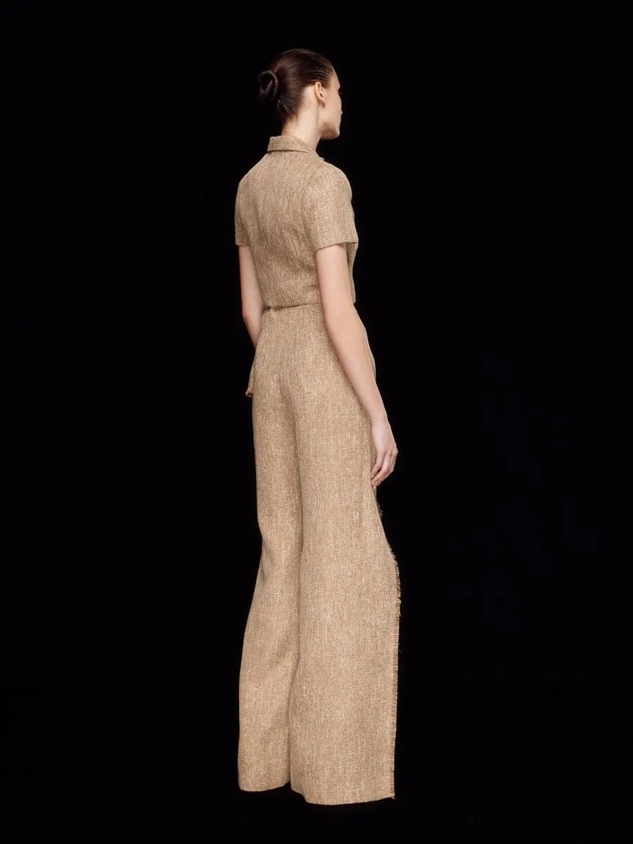 ASAVA ( SS24 )Everly Ruffle High-waisted Women Pants Beige