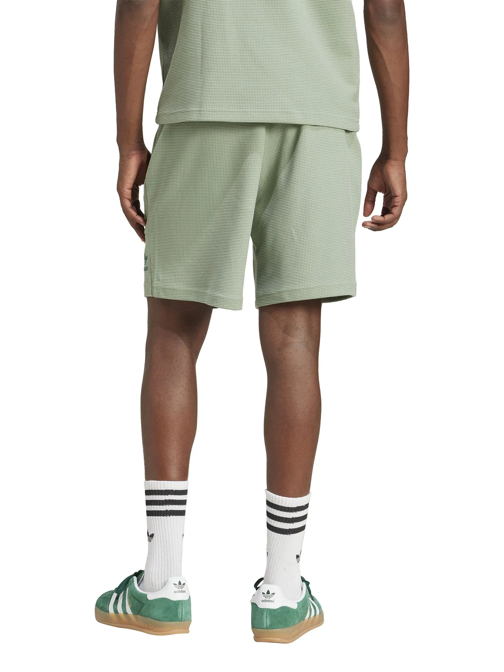 ADIDAS Men Shorts Essentials Trefoil Waffle Silver Green