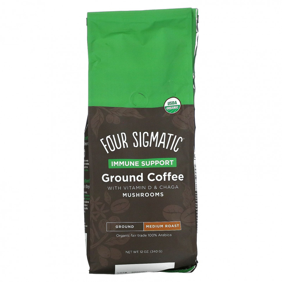 Four Sigmatic, Молотый кофе для поддержки иммунитета с витамином D и грибами чага, средней обжарки, 340 г (12 унций)