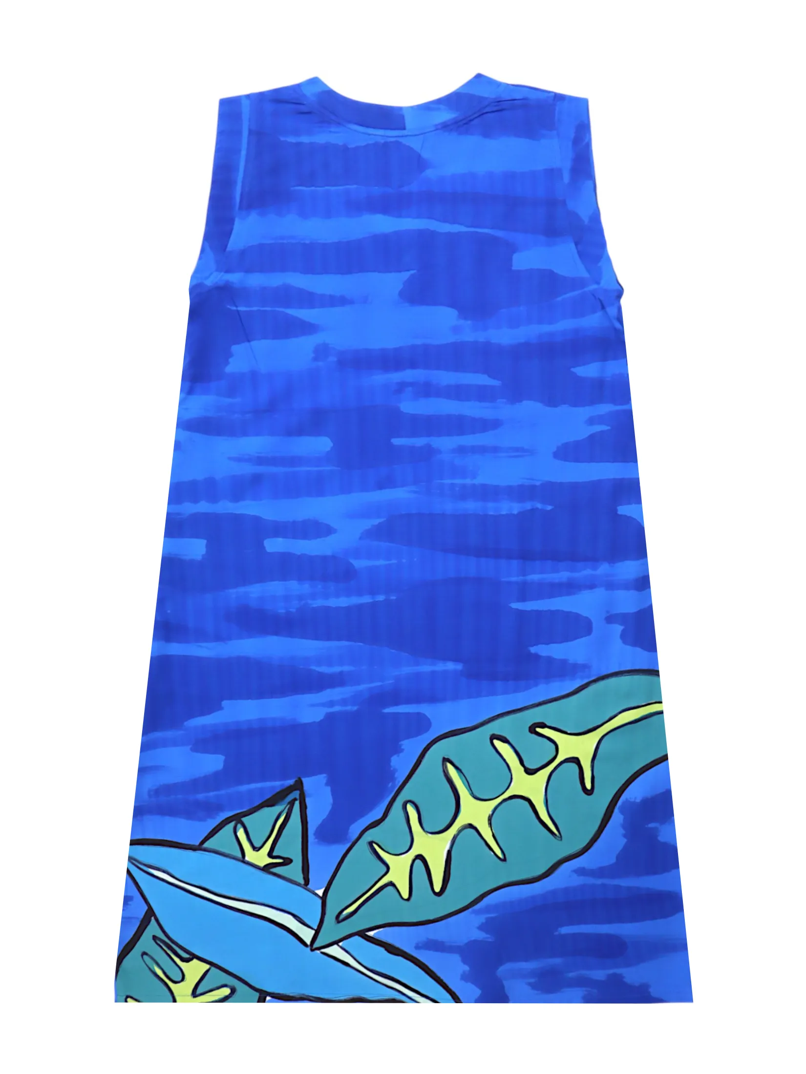 YODYOKO Woman Sleeveless Dress - Blue : Orchids Blooming in Sapphire Mist