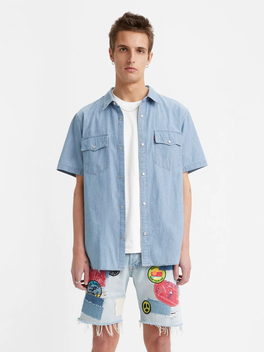 LEVI'S Men's Short Sleeves Relaxed Fit Western Shirt New Hyde Chambray