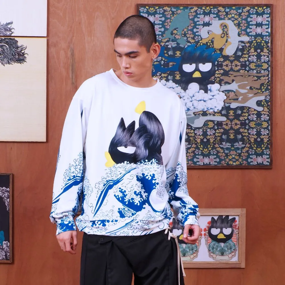 PEDZ WHITE  THE GREAT WAVE SWEATSHIRT