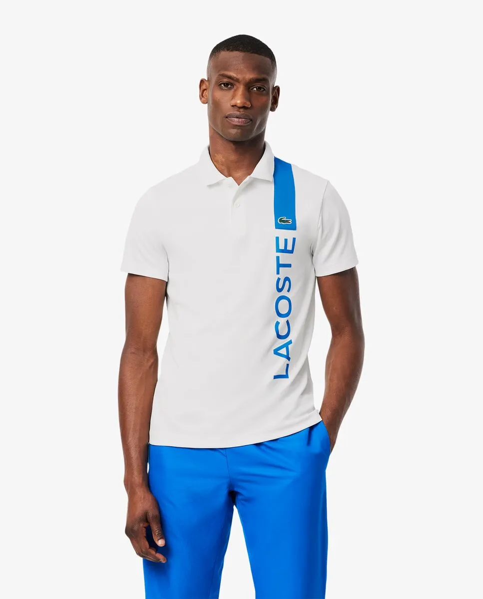 LACOSTE Ultra Dry Print Branding Sport Polo Shirt White