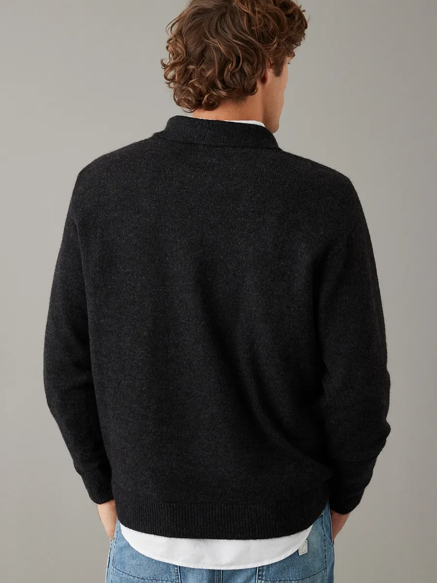 AMERICAN EAGLE MEN 1813 POLO SWEATER 008 CHARCOAL