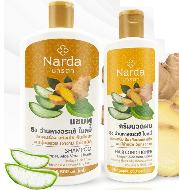 Шампунь для волос с имбирем, алоэ вера и литсеей Narda 250 мл