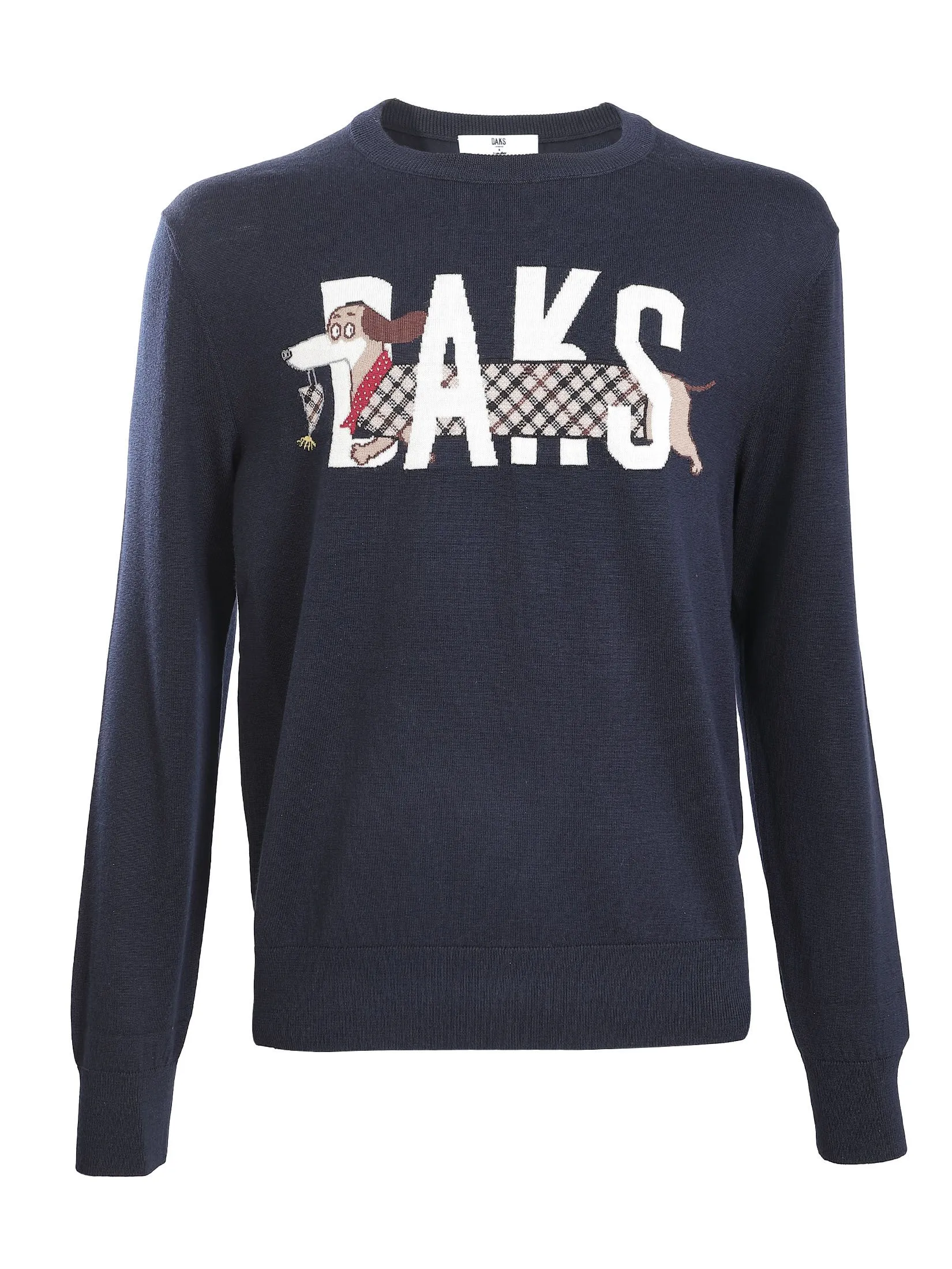 DAKS Men's DAKS Round Neck Long Sleeve Sweater Navy