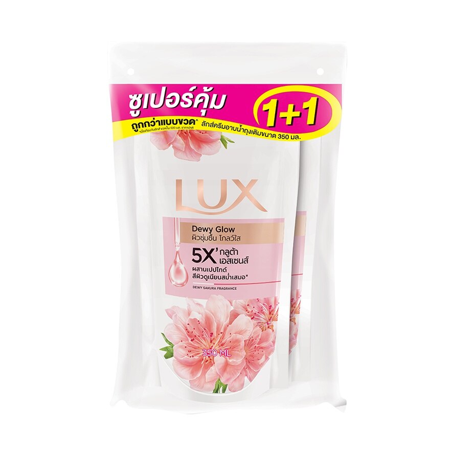 Lux Shower Cream Dewy Glow 350 Ml. Refill Twin Pack