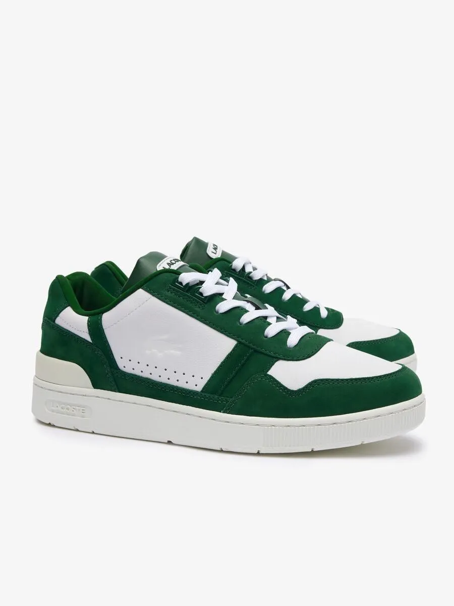 LACOSTE White Men’s T-Clip Contrasted Leather Trainers