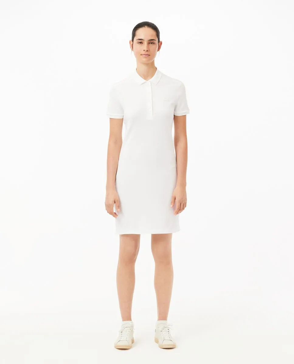 LACOSTE Women’s Stretch Cotton Piqu  Polo Dress Light Blue