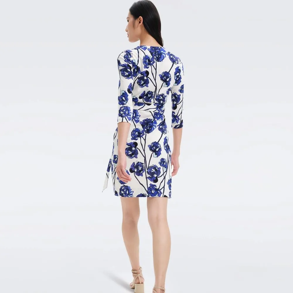 DIANE VON FURSTENBERG DVF NEW JULIAN TWO DRESS WATERCOLOR FLORAL LG IVORY