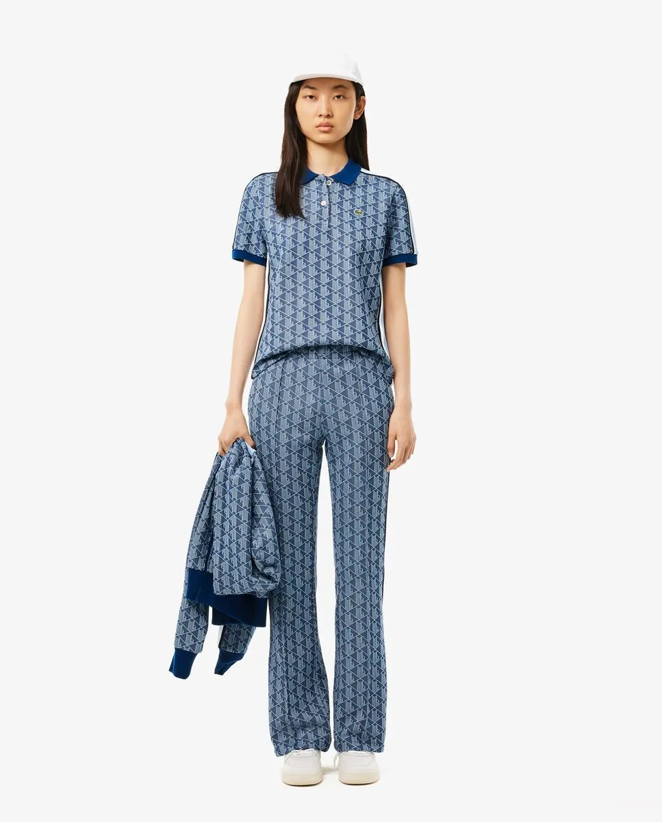 LACOSTE Slim Fit Monogram Jacquard Polo Shirt Blue