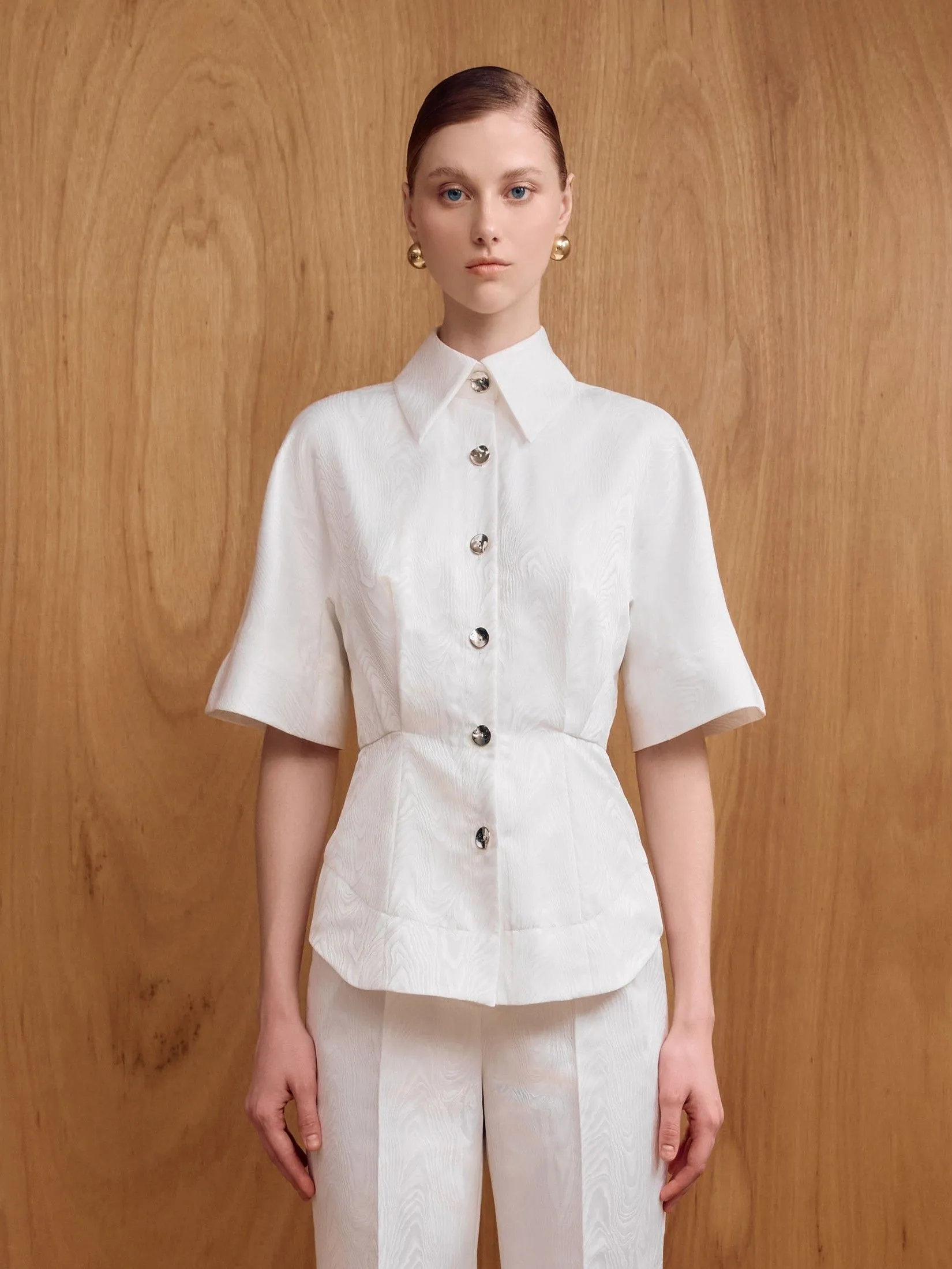 ASAVA ( SS25 )Elara Women Short Sleeve Shirt White