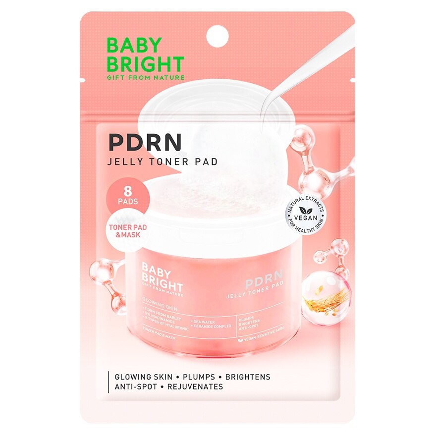 Baby Bright PDRN Jelly Toner Pad 8 Pads - Peach