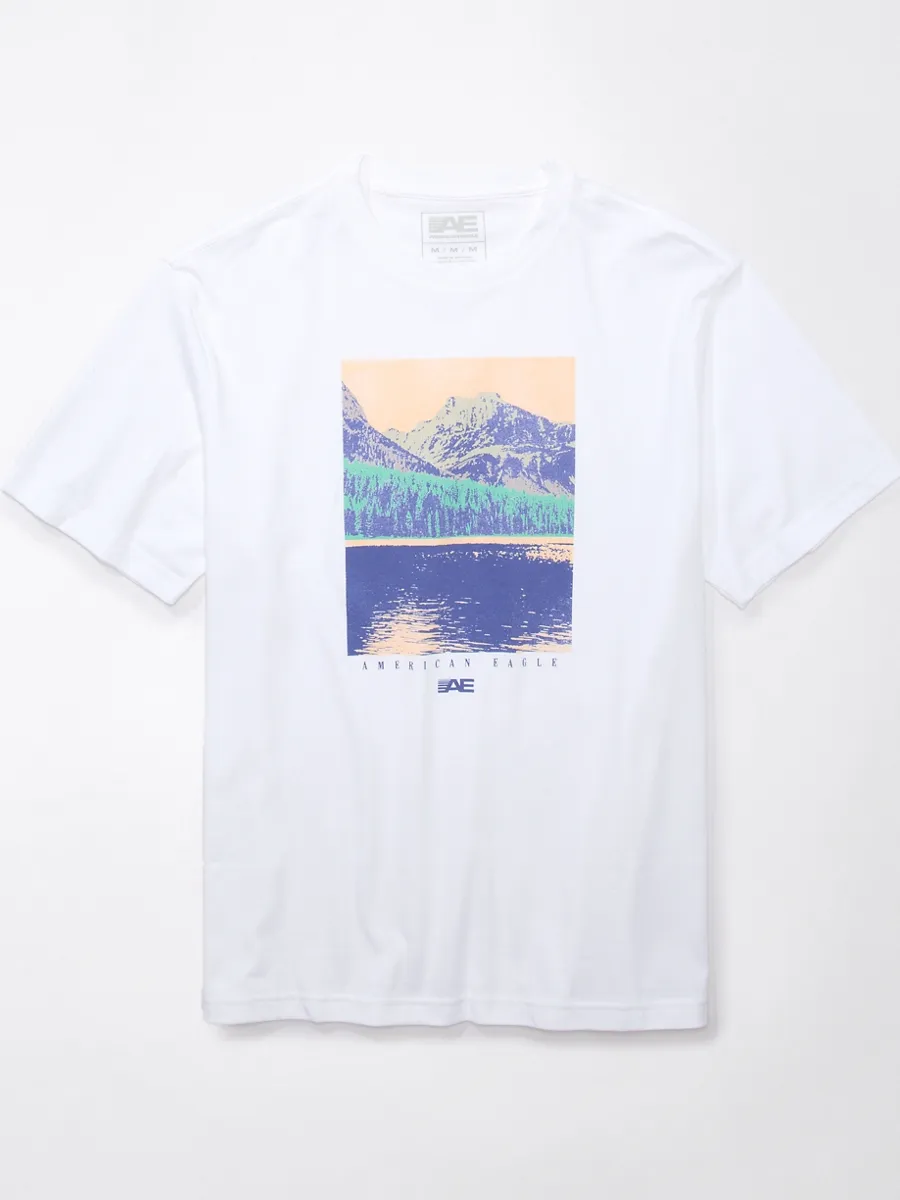 AMERICAN EAGLE MEN G SS 24/7 SET IN TEE- CVC + SERIOUSLY SOFT WASH 100 WHITE