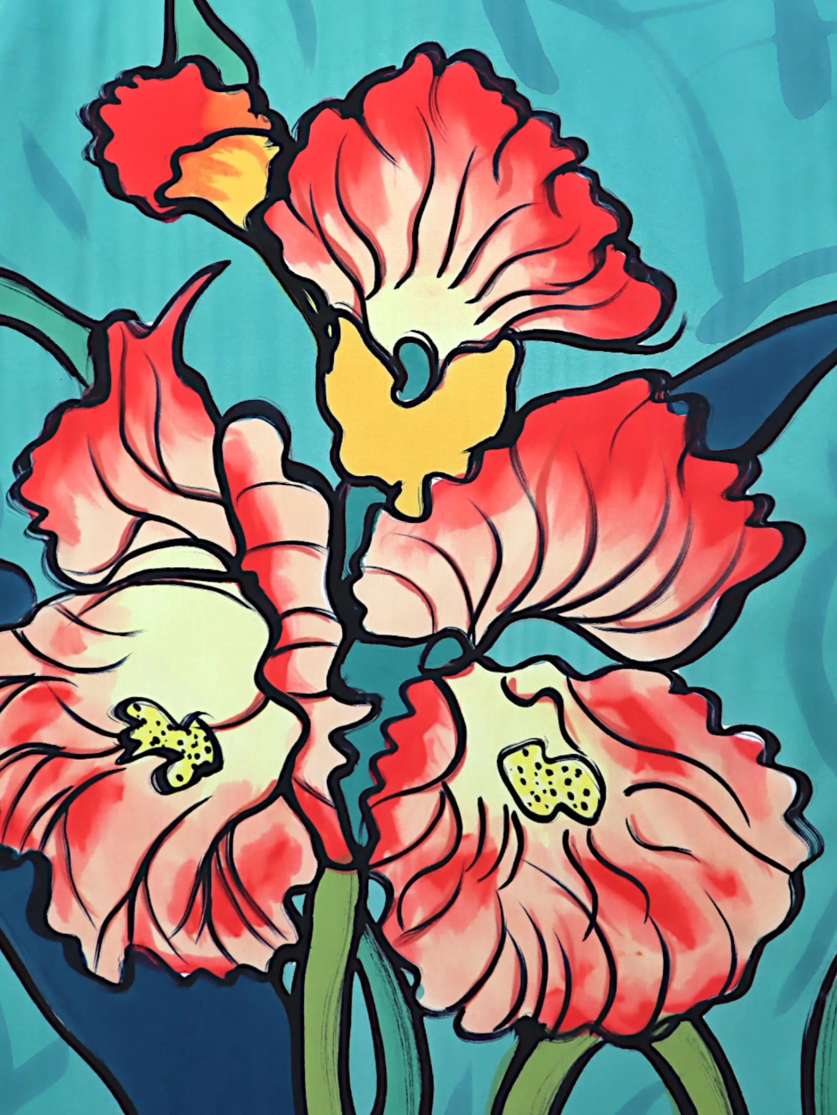 YODYOKO Woman Sleeveless Dress - Green : Swaying in the Gladiolus Garden