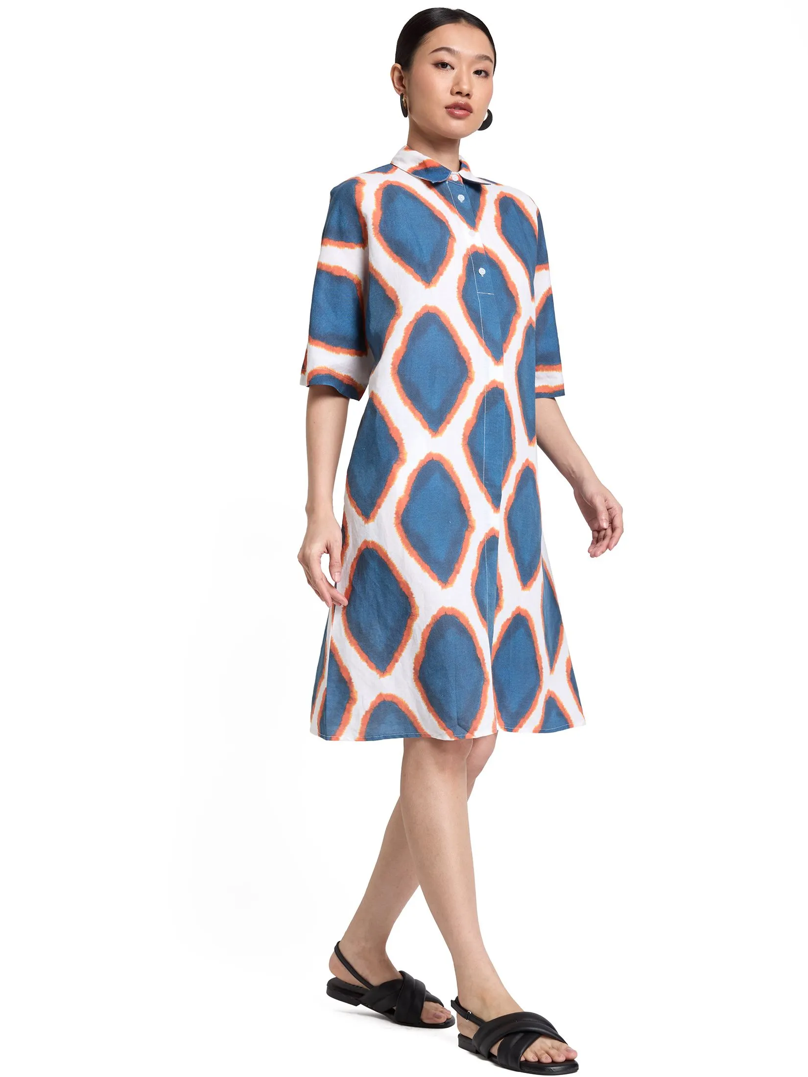 SIMPLICITY Women Midi Dress Short Sleeves Print