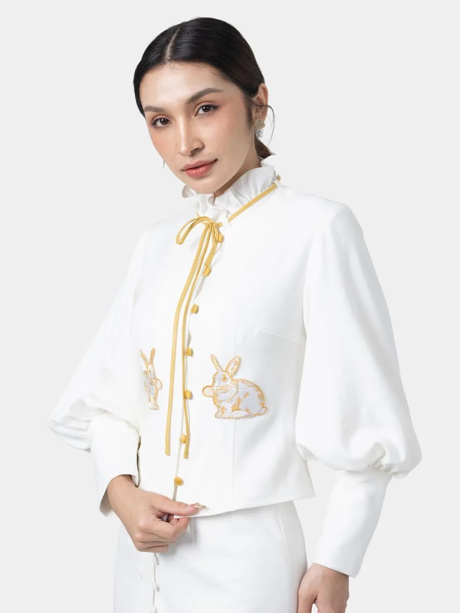 AMASS ME Women Rabbit Moonlit Shirt White