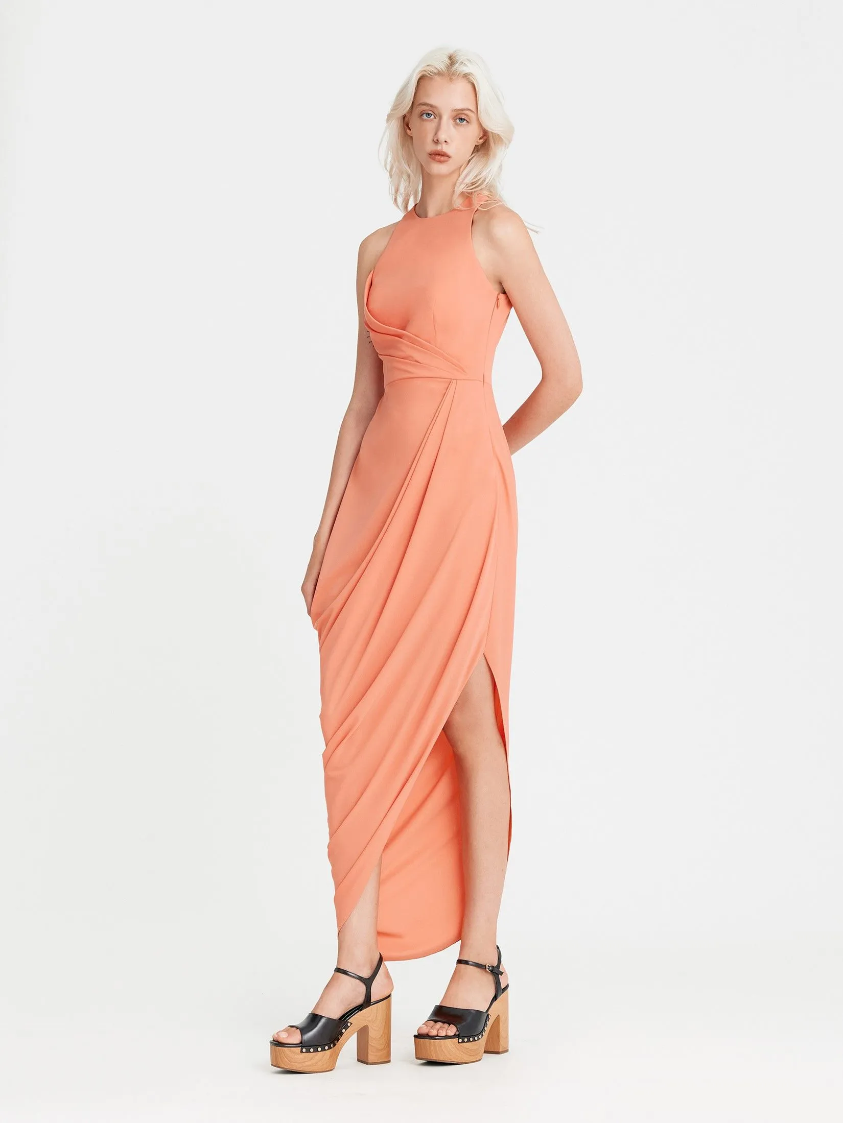 ASV (AW24)Ashly Draped Women Dress Orange