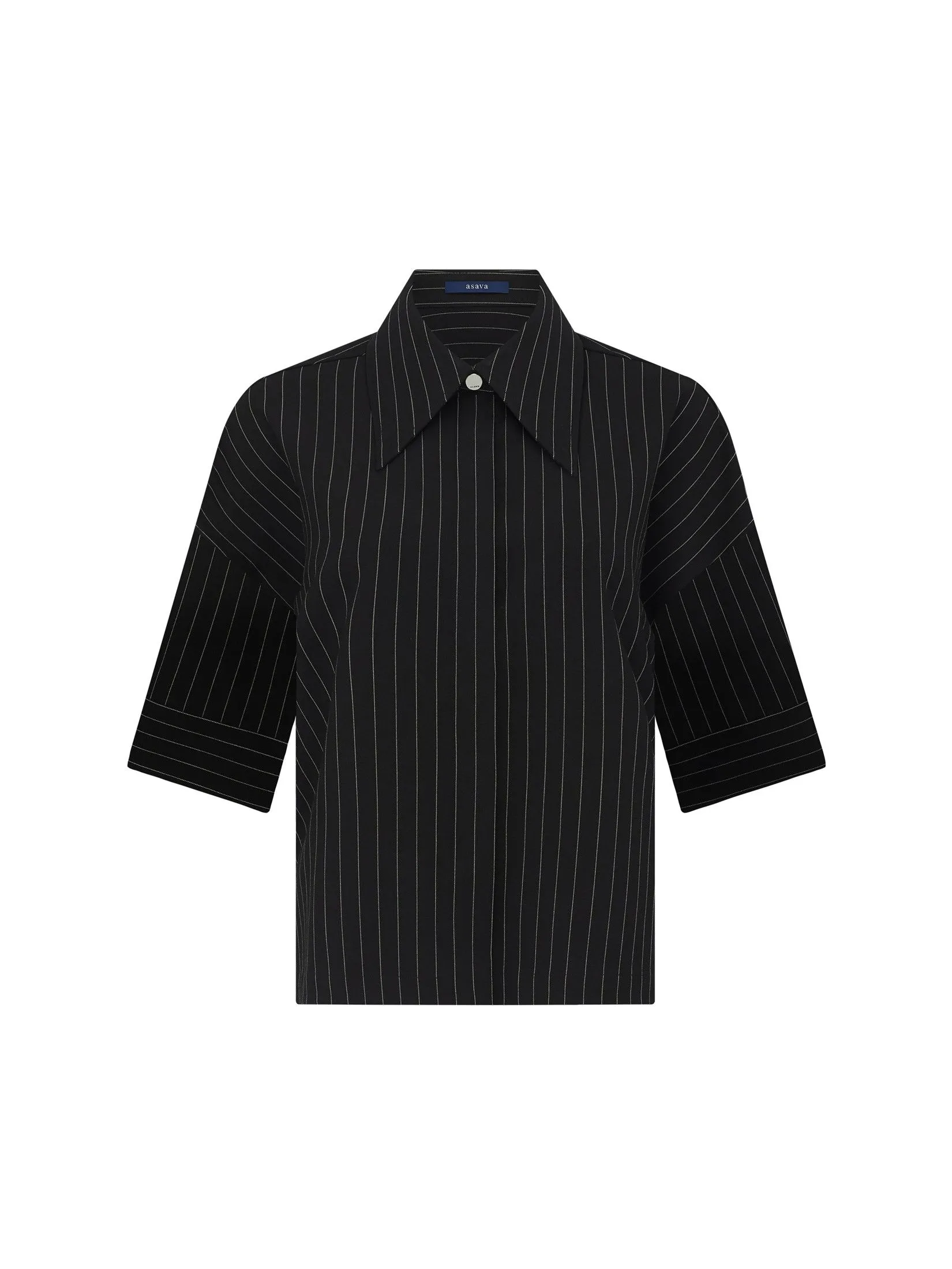 ASAVA (AW24) Pinstriped Women Cropped Shirt Black