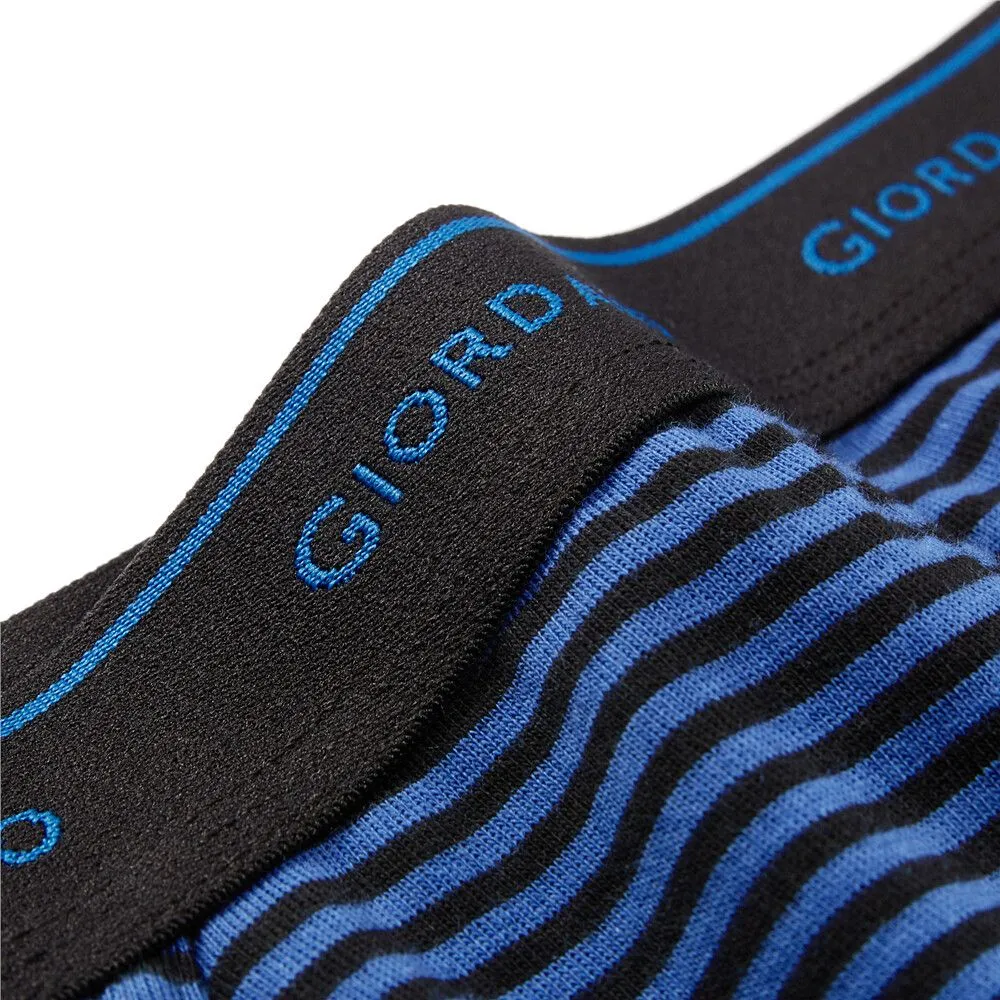 GIORDANO Navy Blue/Black Men's Cotton Briefs Logo elastic waistband(6-packs)