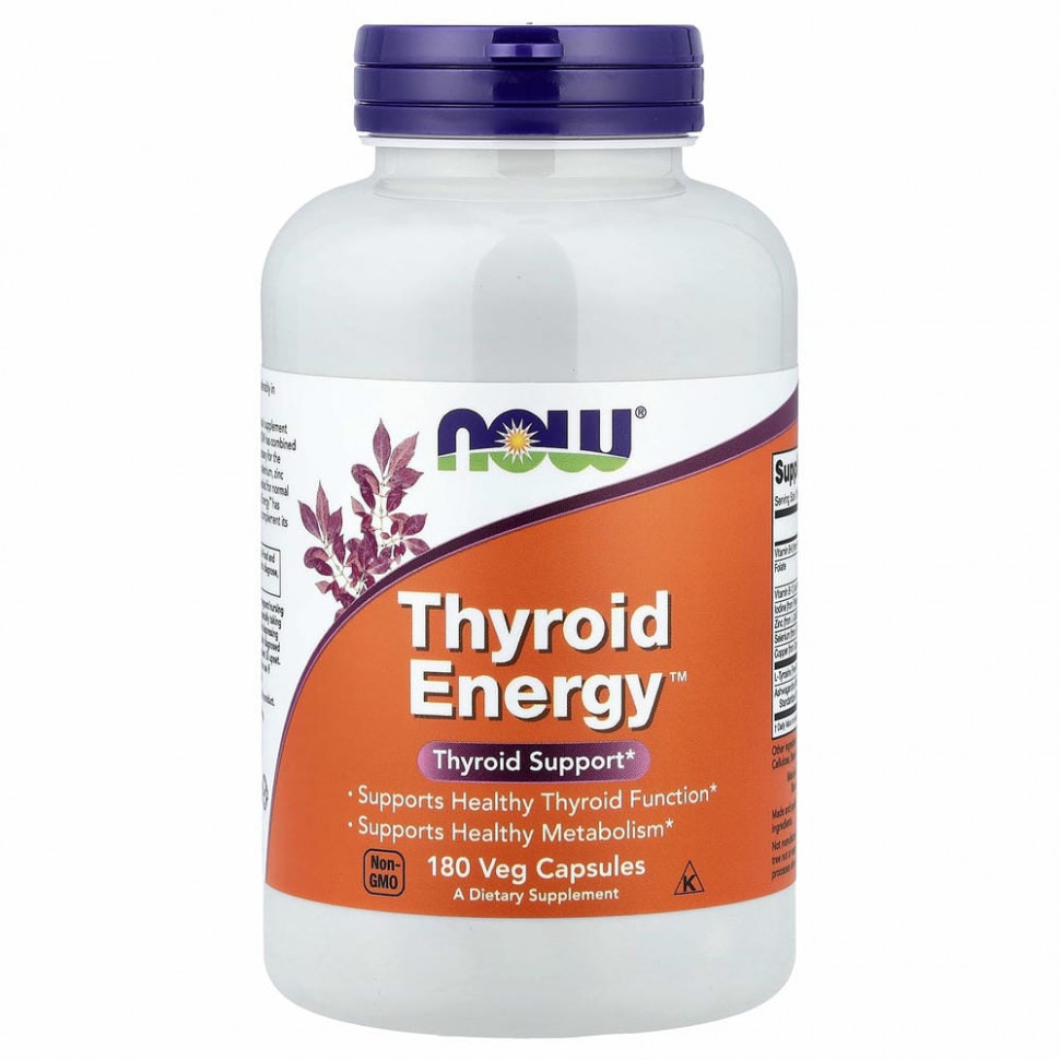 NOW Foods, Thyroid Energy, 180 растительных капсул - NOW-03369-180 шт.