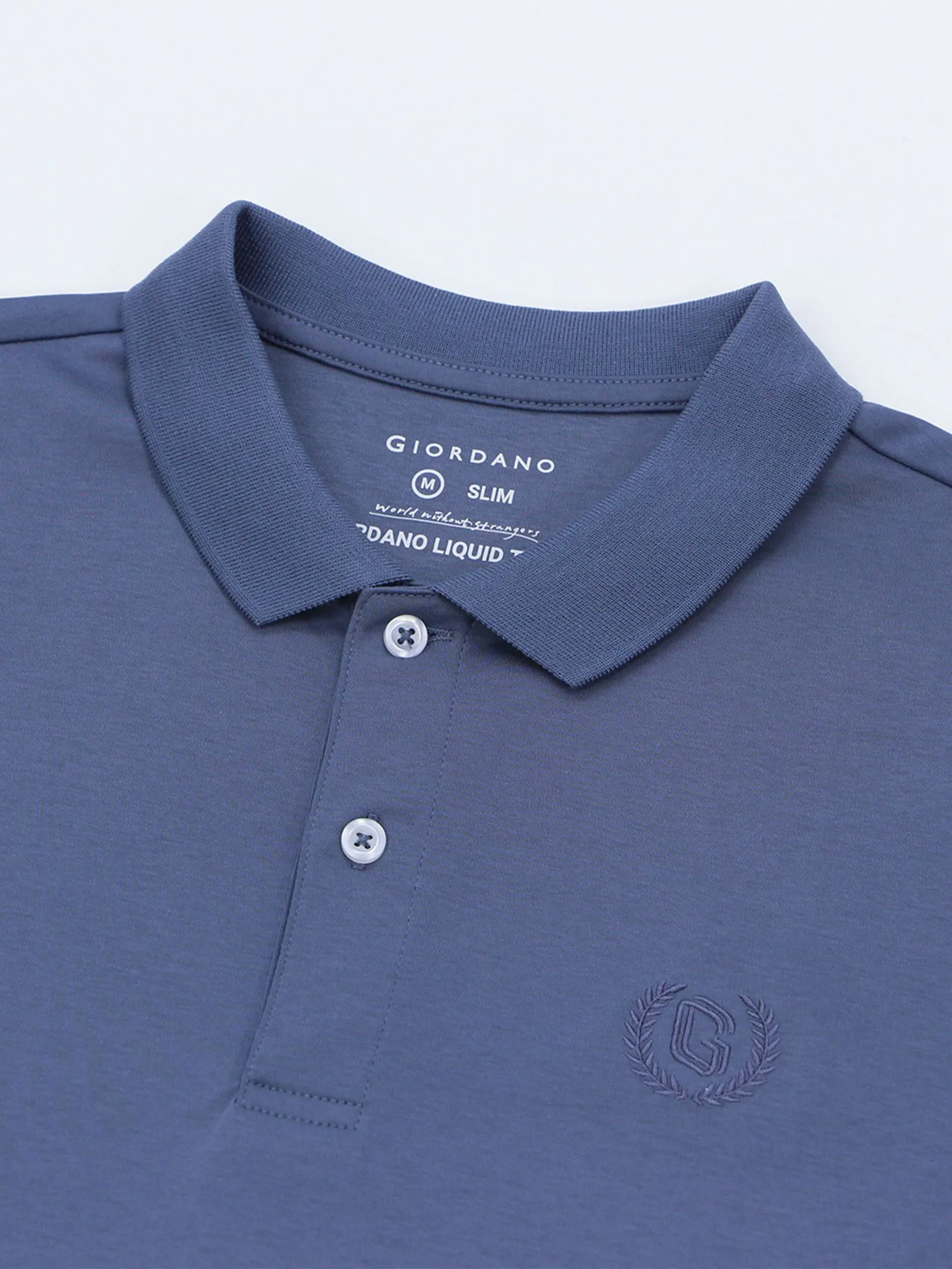 GIORDANO Men's Slim Interlock Polo (Liquid Touch) Neptune Blue purple