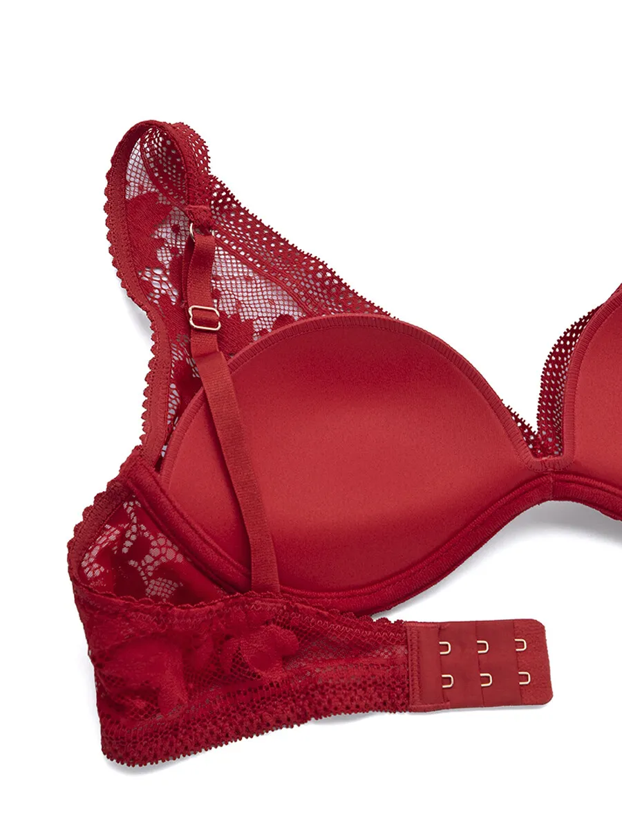 SABINA Bra Wireless Woman Basic Lace A/W 24 - Dark Red