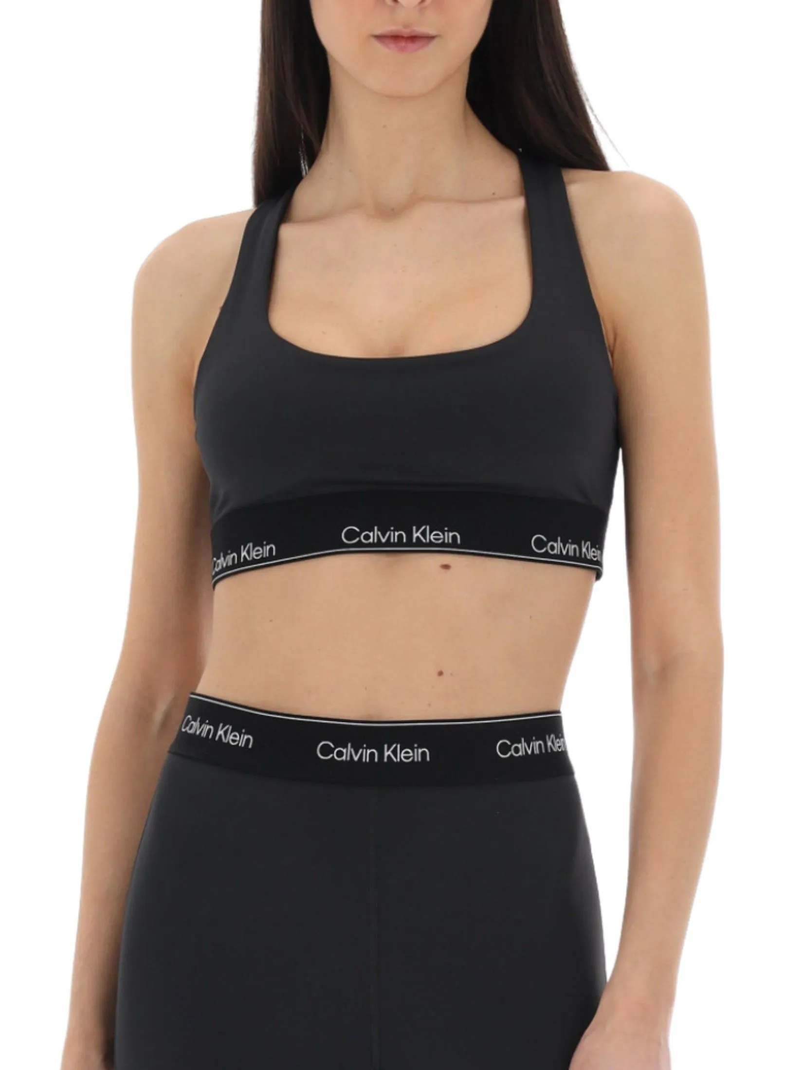 CALVIN KLEIN Women's Modern Sport Medium Impact Sports Bra Black