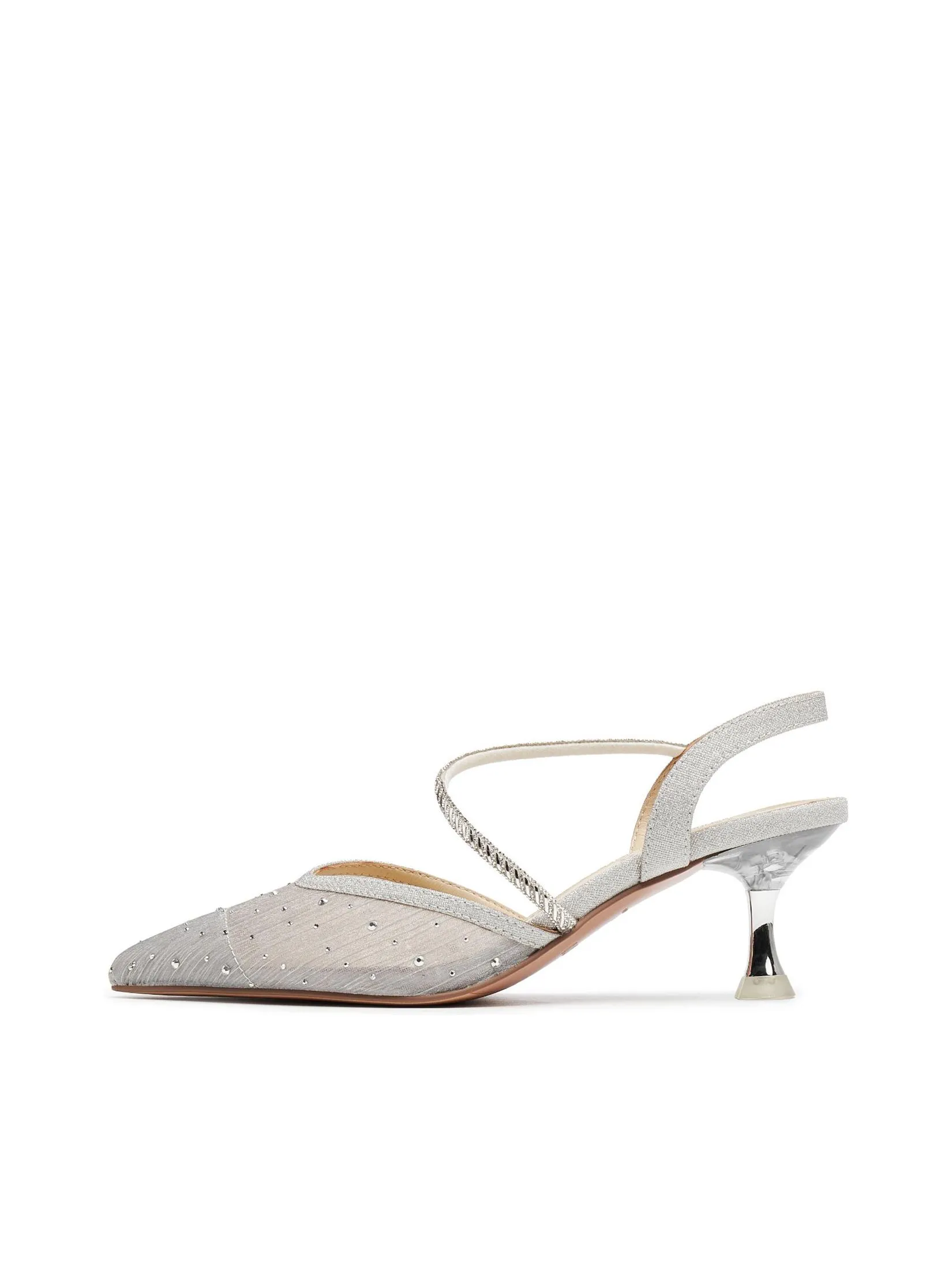 STACCATO Women Pump Crystal Strap Pointed Toe Silver