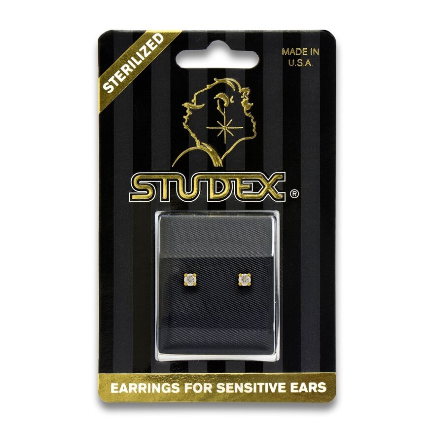 Studex Sensitive Sterilized For Sensitive Ear Gold Plated 3mm Cubic Zirconia