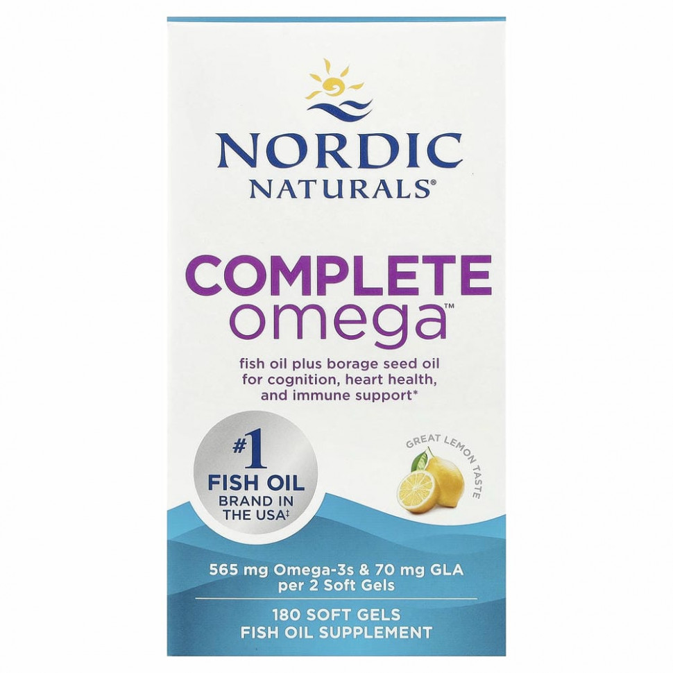 Nordic Naturals, Complete Omega, лимонный вкус, 1000 мг, 180 гелевых капсул