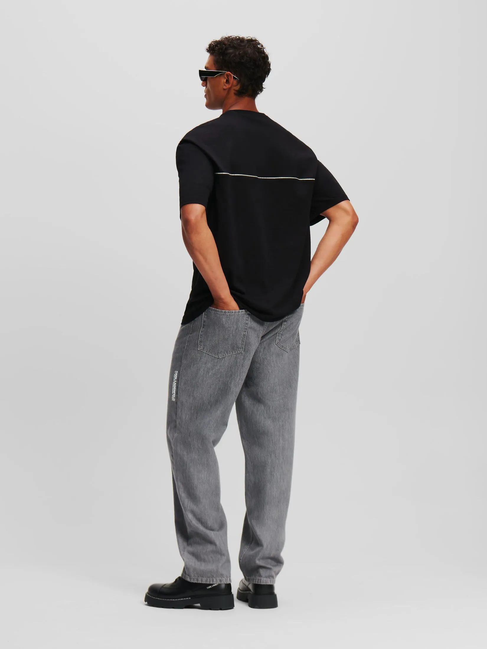 KARL LAGERFELD RSG WASHED DENIM PANTS WASHED WET WEATHER GREY