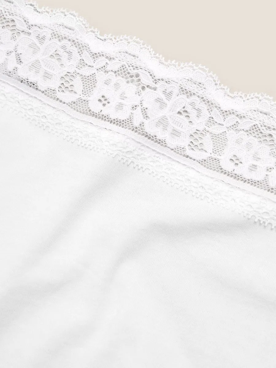 MARKS & SPENCER 5pk Cotton Lycra & Lace Full Briefs T615022F