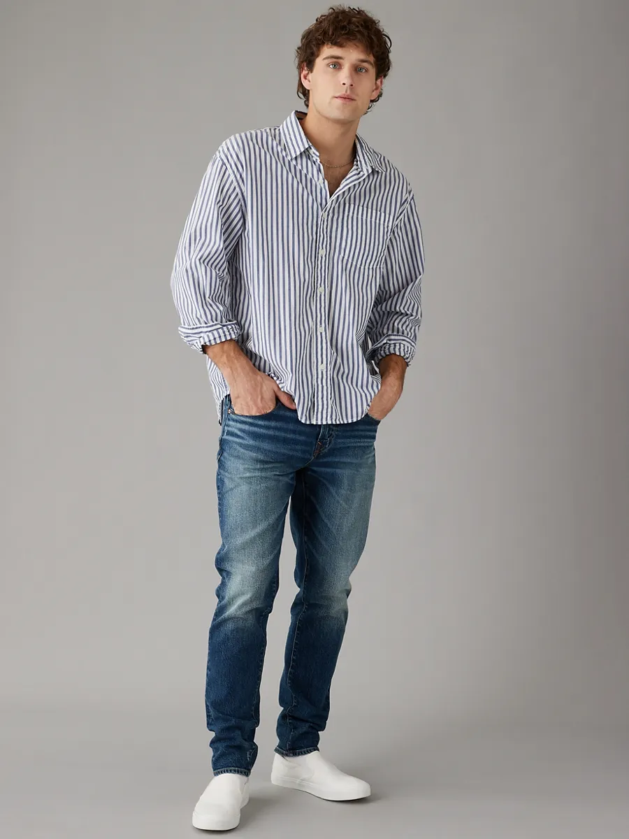 AMERICAN EAGLE MEN MEDIUM CLEAN ATHLETIC FIT 334 DEEP INDIGO