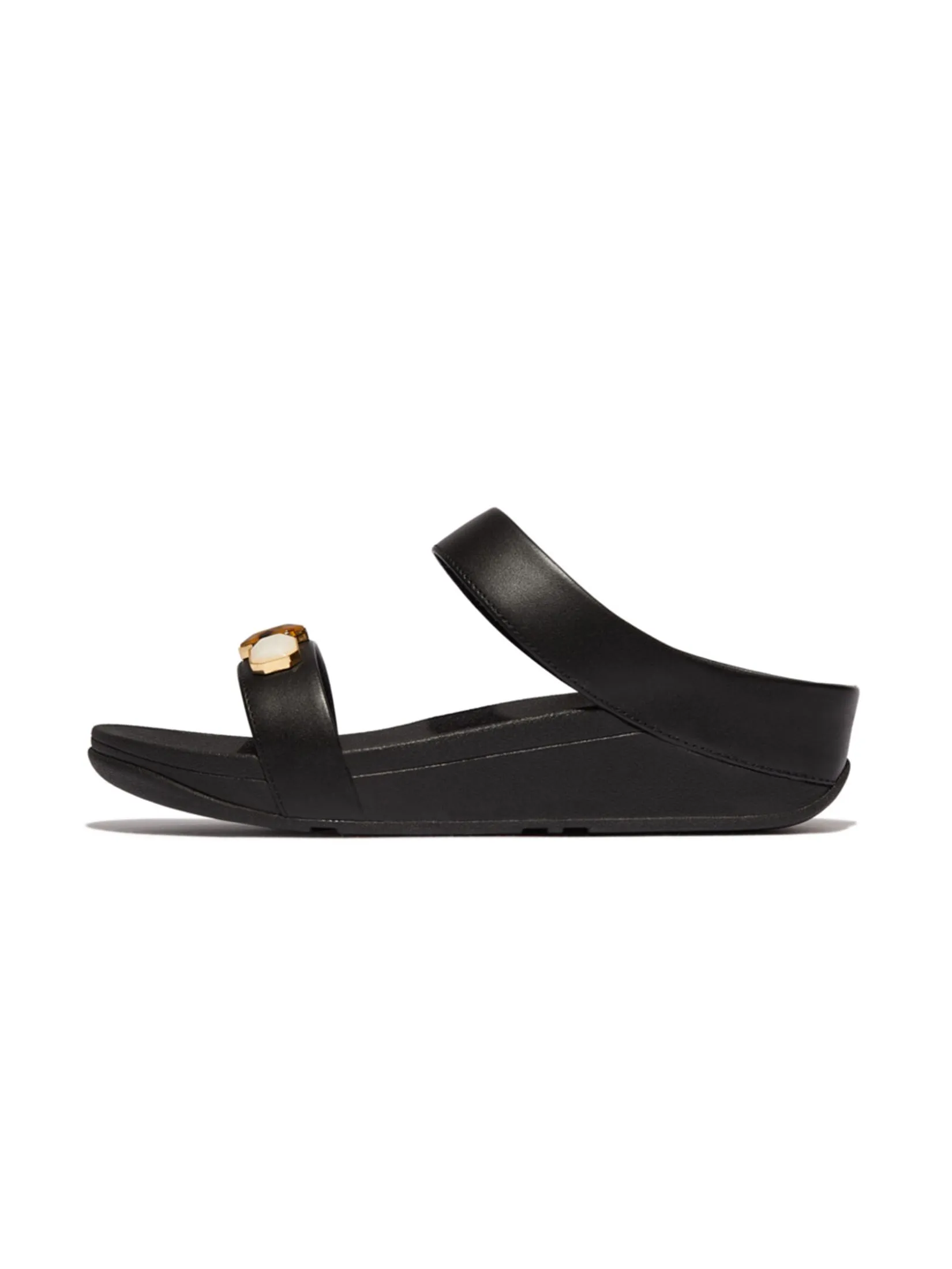 FitFlop™ WOMEN'S FINO MULTI-STONE LEATHER SLIDE BLACK