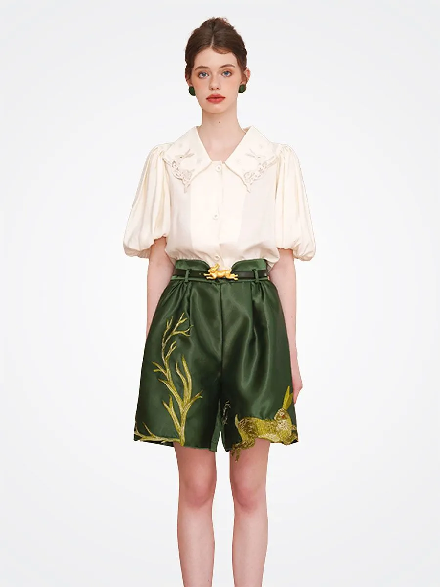 CAMOOONI Women Forest Nymph Green Short