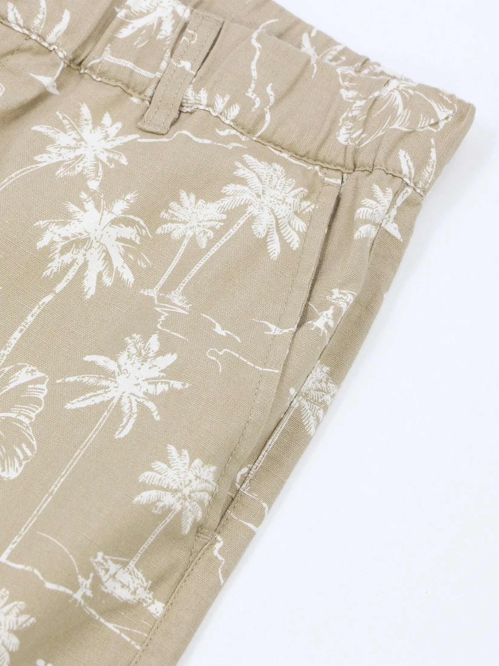 GIORDANO Men's Slim Linen Bermuda Shorts  Khaki x White