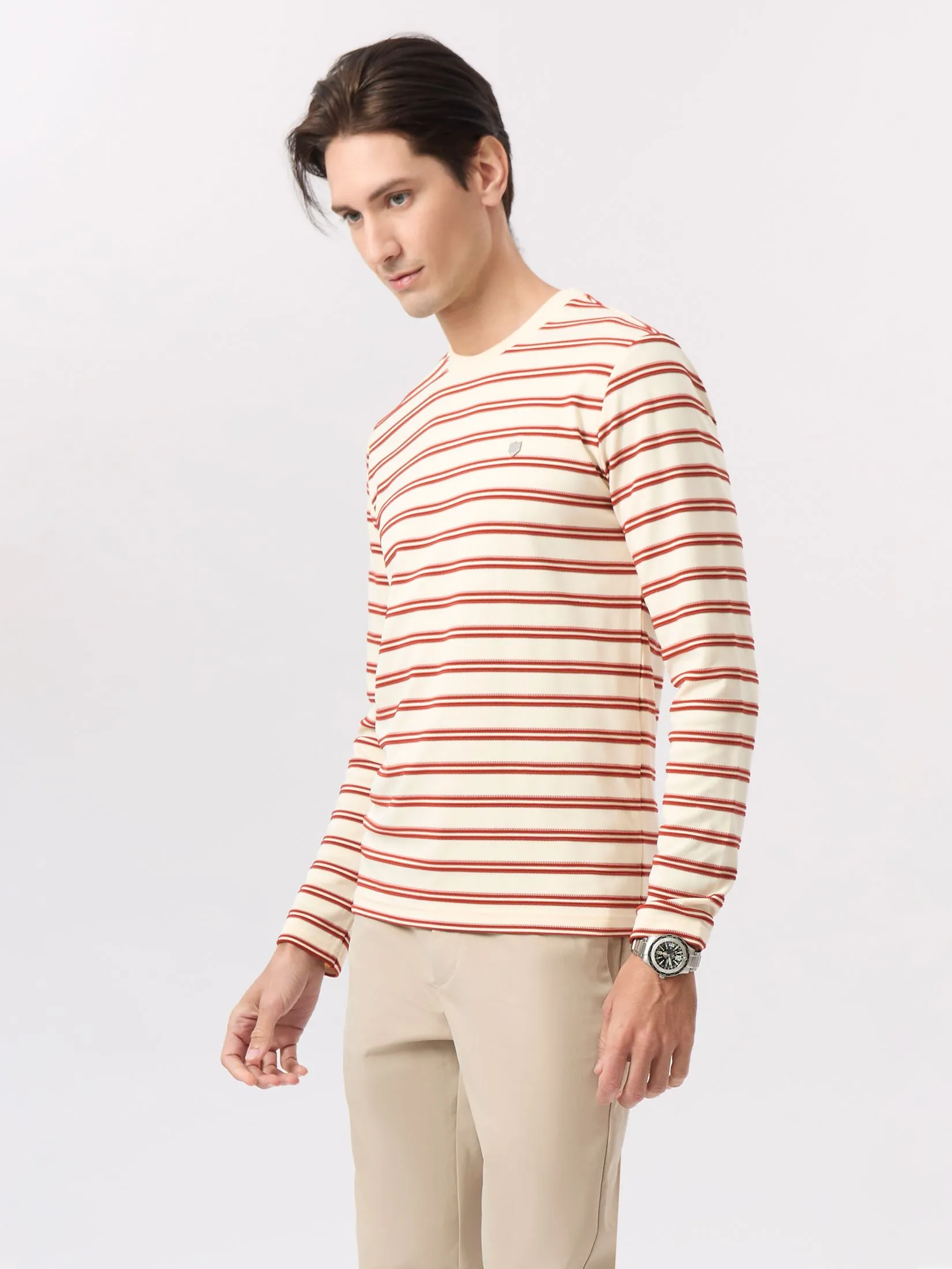 LTD Striped Long-Sleeve T-shirt Men Yellow