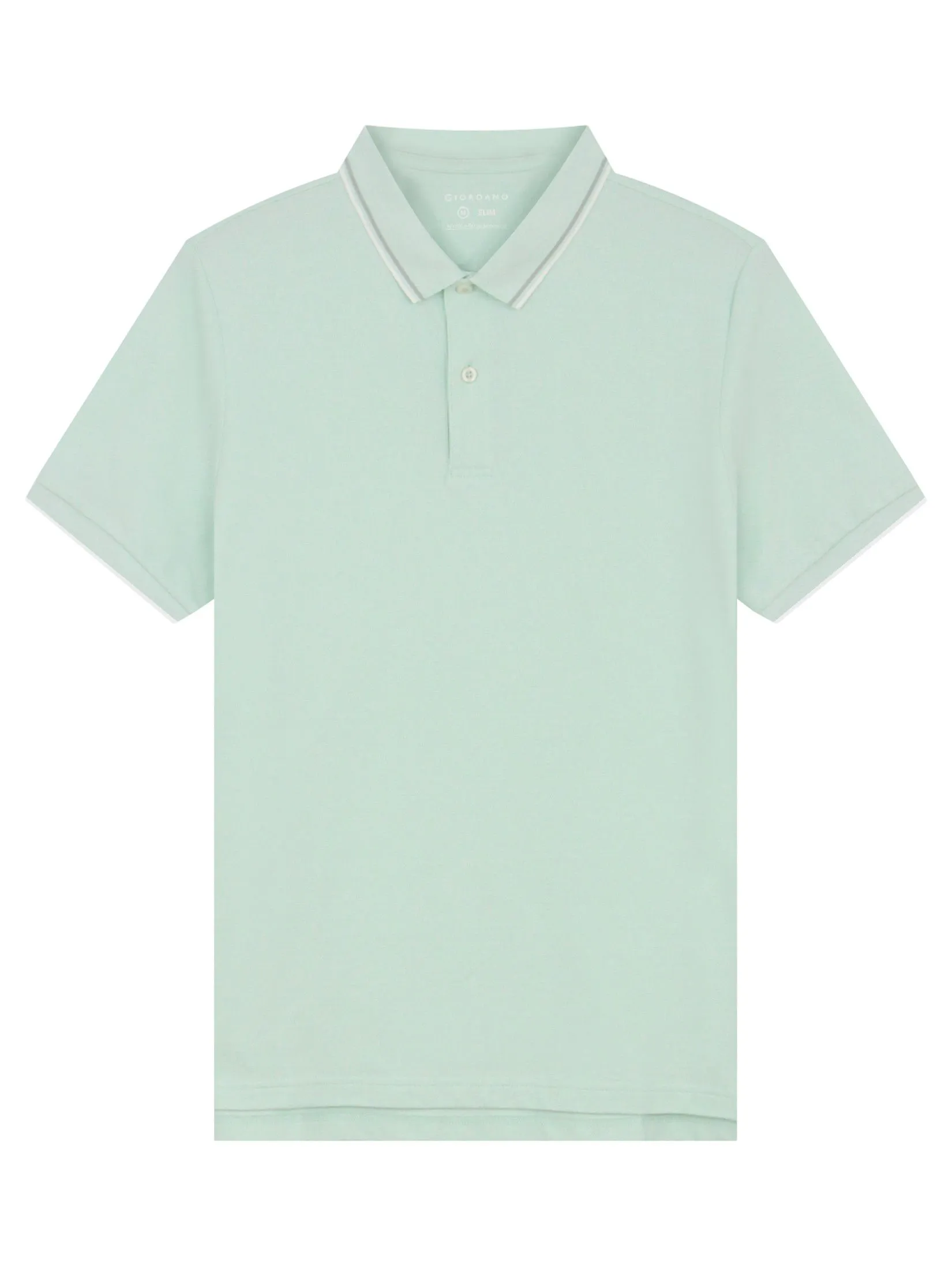 GIORDANO Men's Slim Cotton Lycra Polo Glacier green